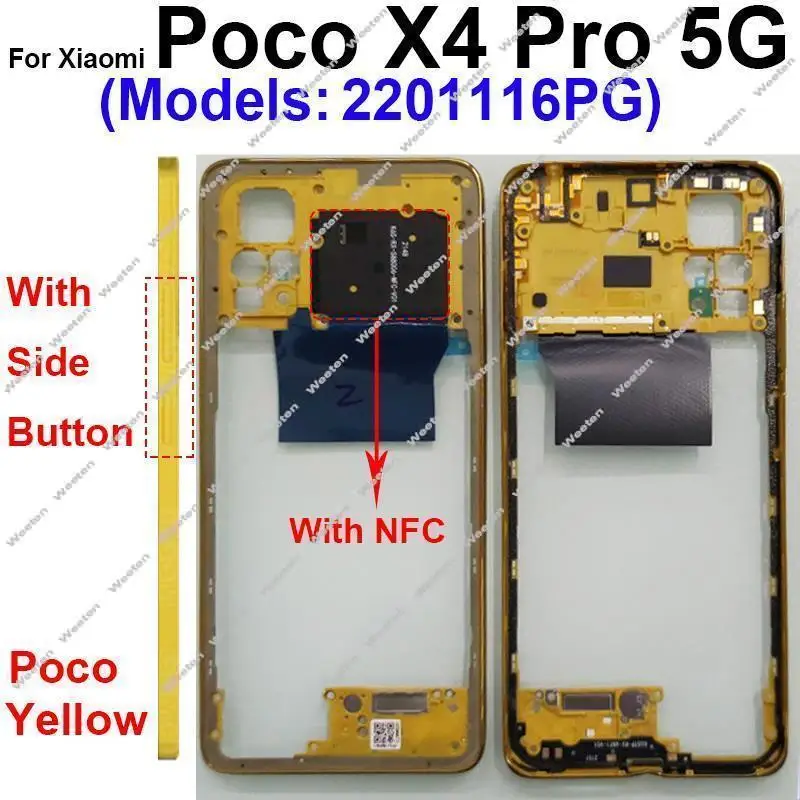 Middle Frame Housing For Xiaomi POCO X4 Pro X4pro 5G Middle Frame Holder Chassis with NFC Replacement