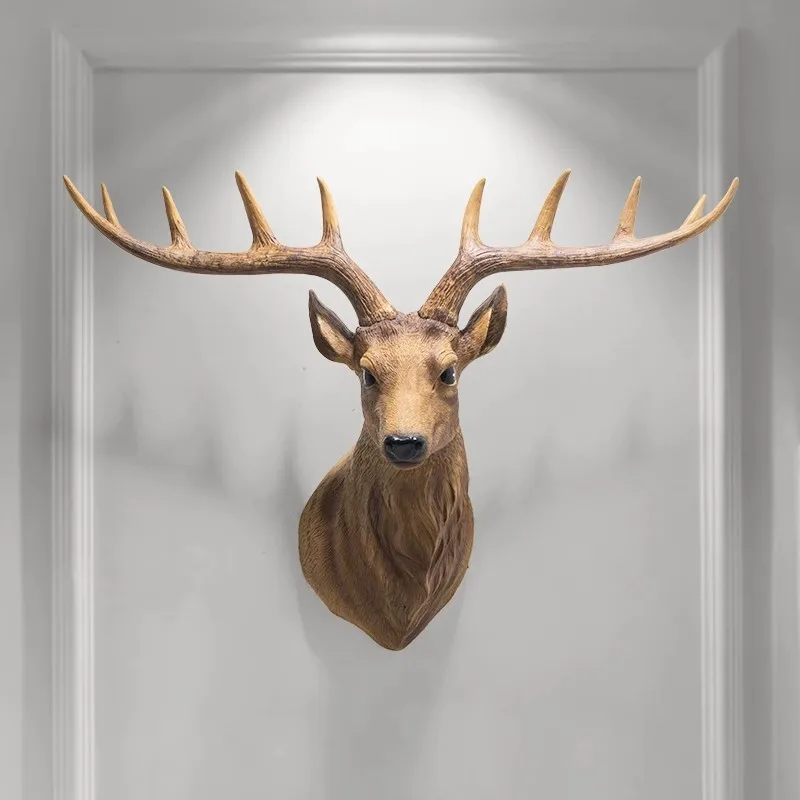 Lucky deer head wall pendant living room antler wall decoration three-dimensional