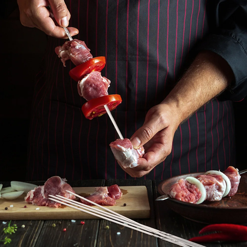 

20Pcs Stainless Steel Barbecue Skewers Non-Slip Reusable Bbq Sticks for Outdoor Grilling Meat Vegetable Skewers