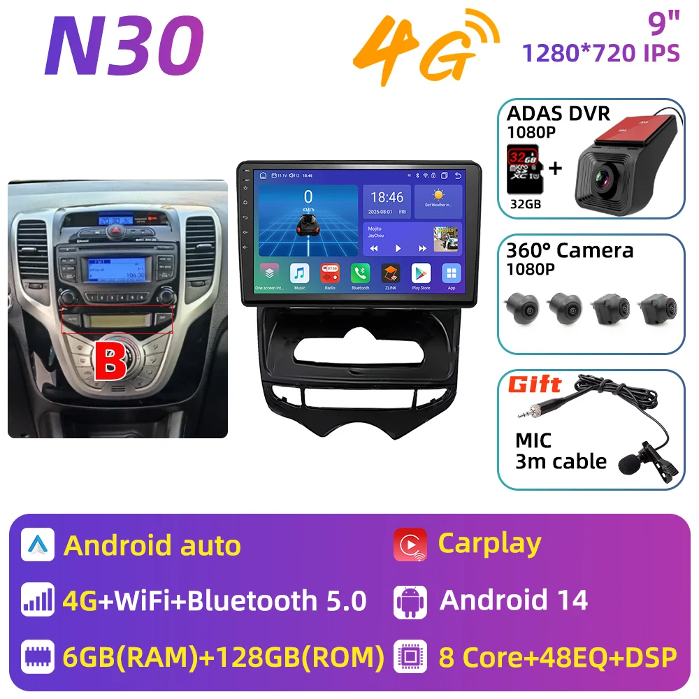 Auto Multimedia voor Hyundai ix20 ix-20 2010 - 2023 Android autoradio Carplay GPS Navigatie Autoradio 2 Din Head Unit Stereo DSP