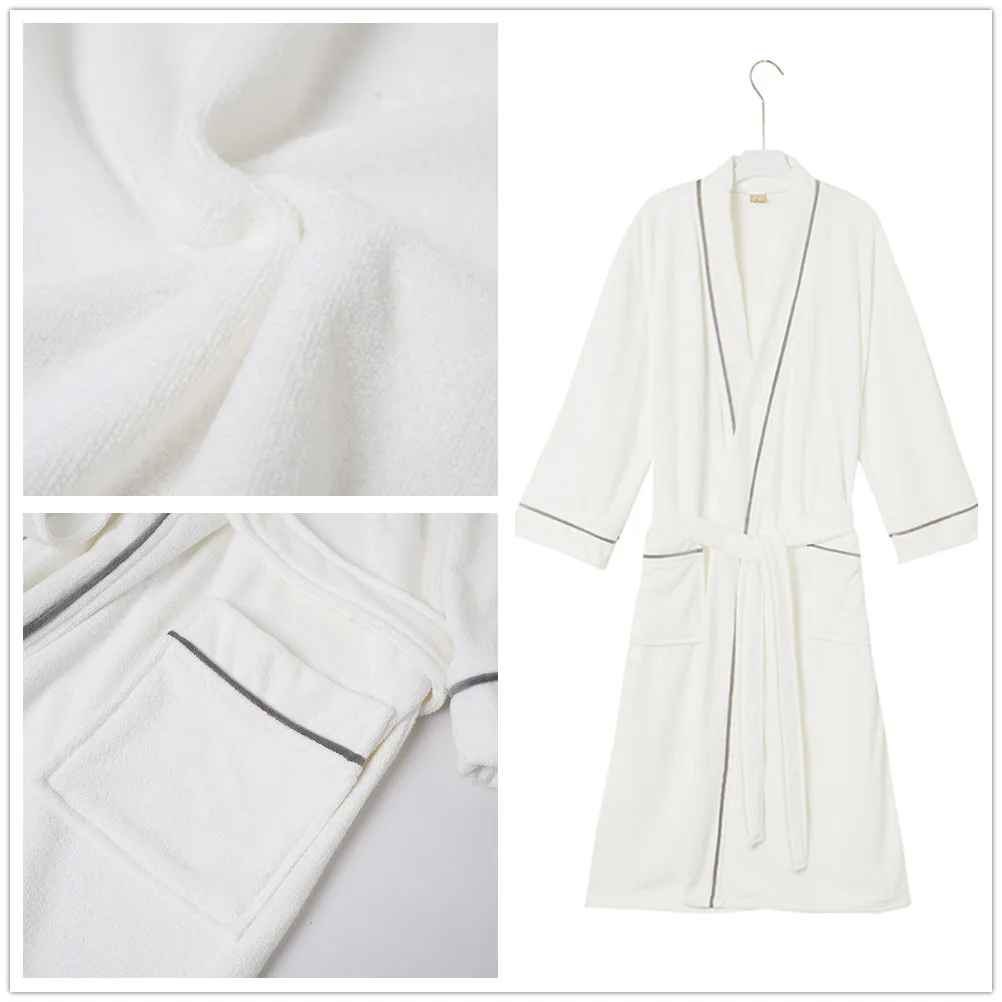 Hotel Terry Bathrobe Women Ladies Pockets Winter Absorb Water Kimono For Female