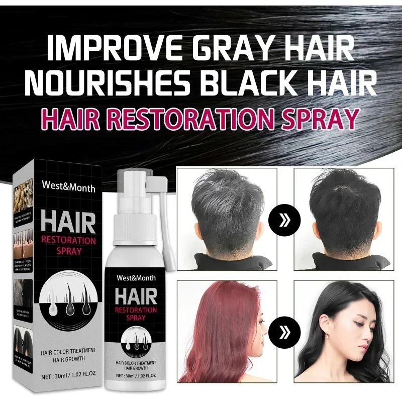 Black Repair Spray Gray White Hair Treatment Serum White To Black Repair Natural Color Black Nourish Fast Hair Growth Products