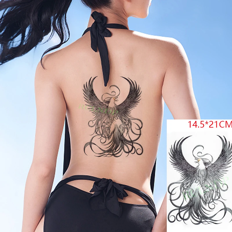 Waterproof Temporary Tattoo Sticker Phoenix Bird Feather Animal Tatto Stickers Flash Tatoo Fake Tattoos for Men Women