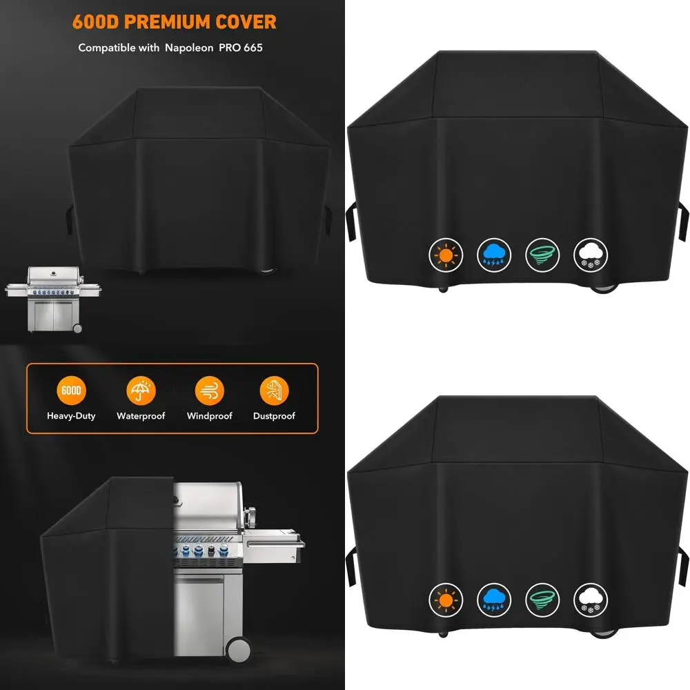 

Durable 600D Polyester Napoleon PRO 665 Grill Cover, Waterproof Outdoor BBQ Protection, Black