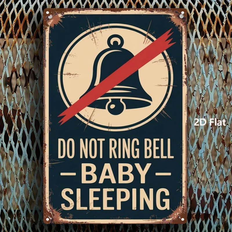 Metal Sign No Doorbell Baby Sleeping 8x12 Inch Vintage Home Decor Wall Art