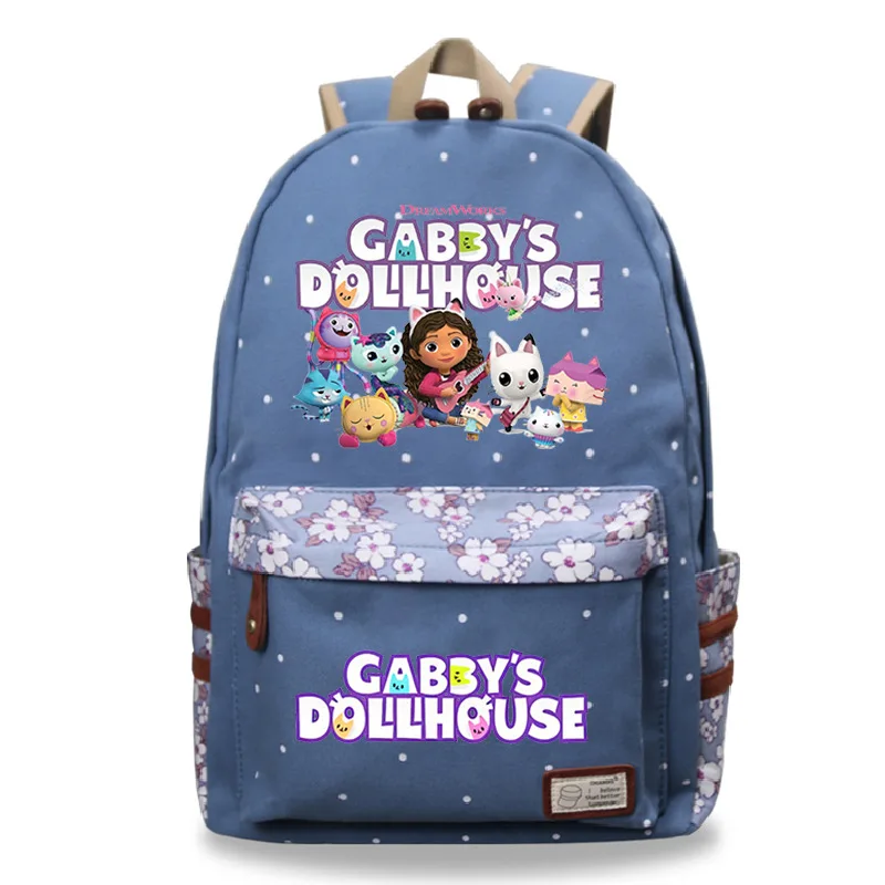 

High Quality Bag Gabby's Dollhouse Backpack for Teenager Girls Floral School Bags Student Laptop Rucksack Women Canvas Daypack