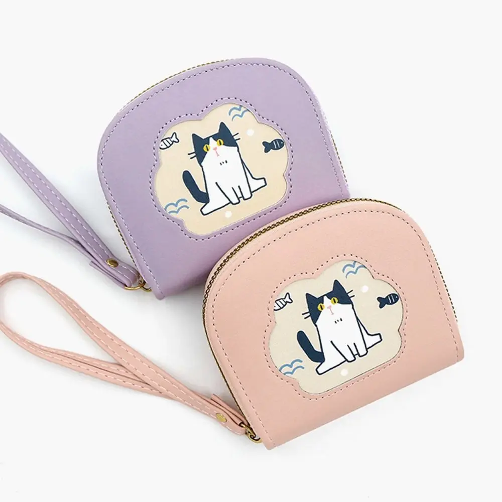 

Change Bag Multi-card Slot Cute Cat Short Wallet Zipper Cartoon PU Leather Card Bag Clutch Bag Korean Style Card Holder Outdoor