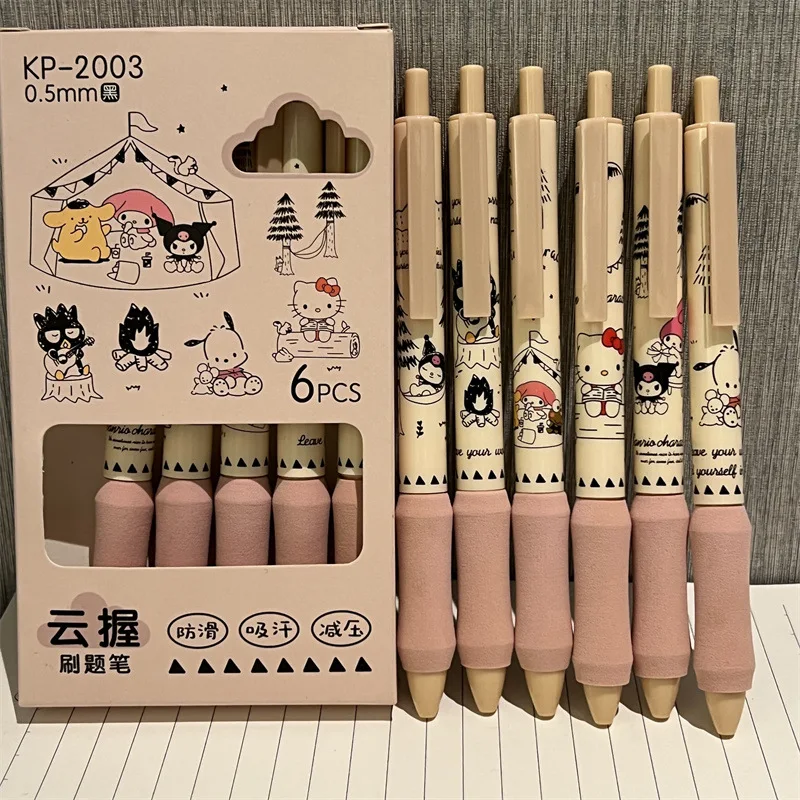 Sanrio Gel Pen Anime Hello Kitty 0.5mm Black Ink Ballpoint Pen Student Stationery Quick-Drying Pen Set School Office Supplies