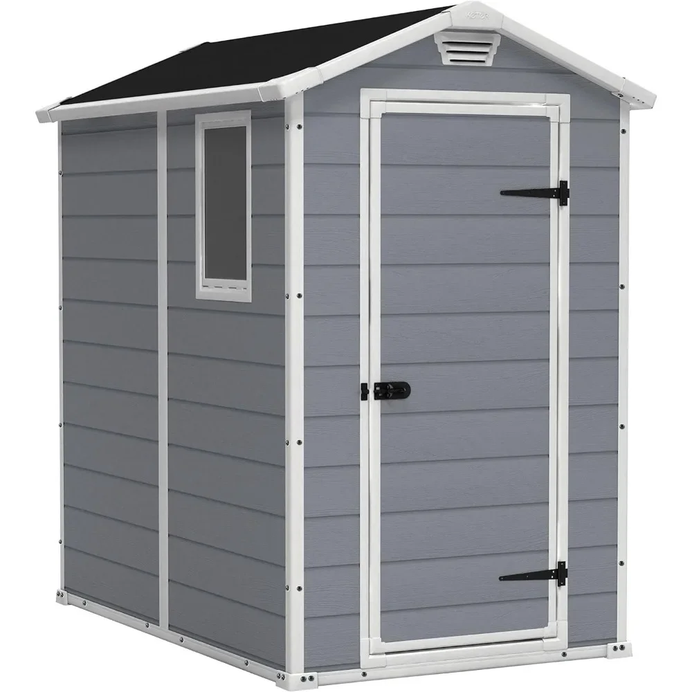 Manor 4x6 Resin Outdoor Storage Shed Kit-Perfect to Store Patio Furniture, Garden Tools Bike Accessories,