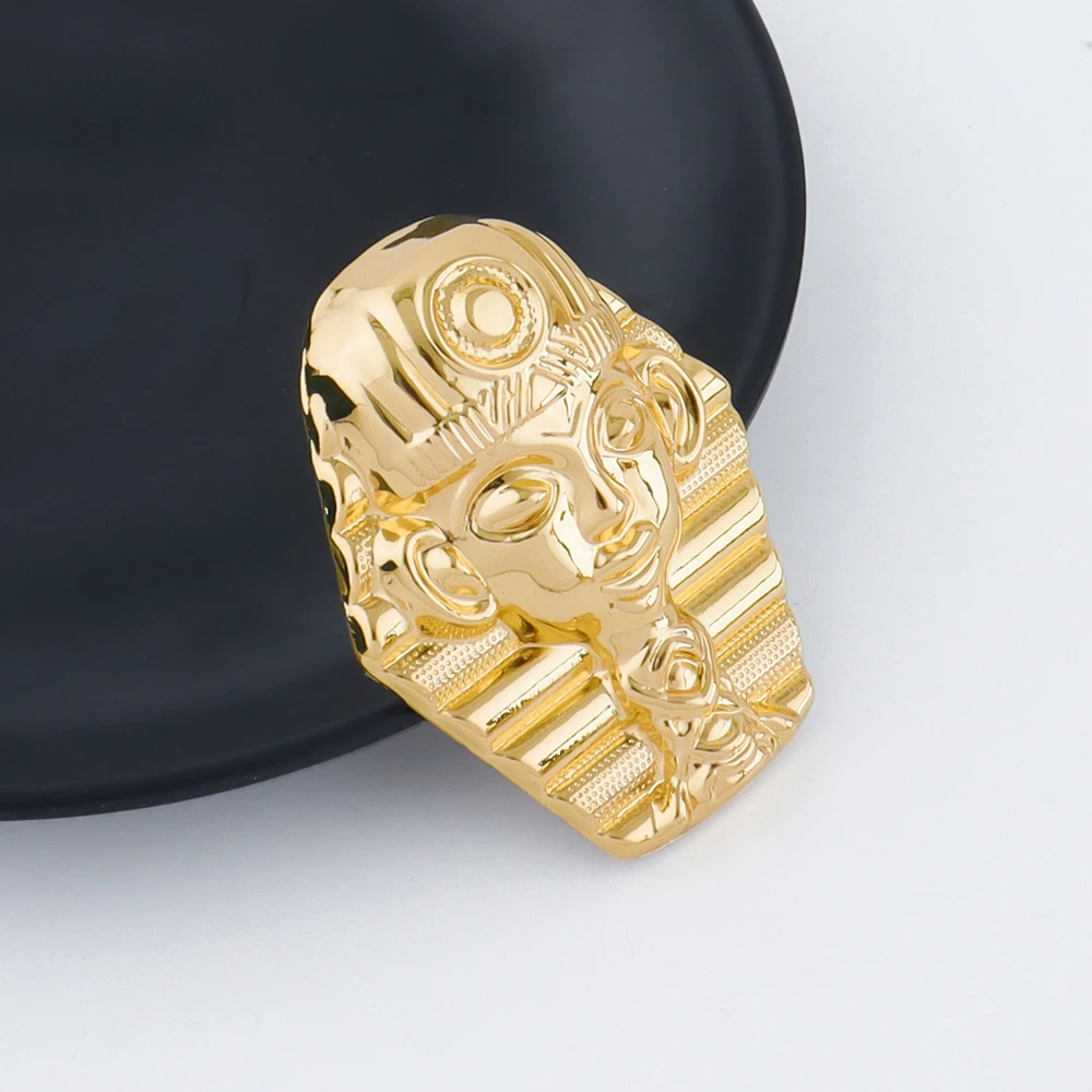 Goldfarbenes großes Schmuckset für Frauen, Human Design, Ohrringe, Halskette, Dubai, afrikanisches Armband, Ring, Hochzeit, Brautgeschenk – Detail 5