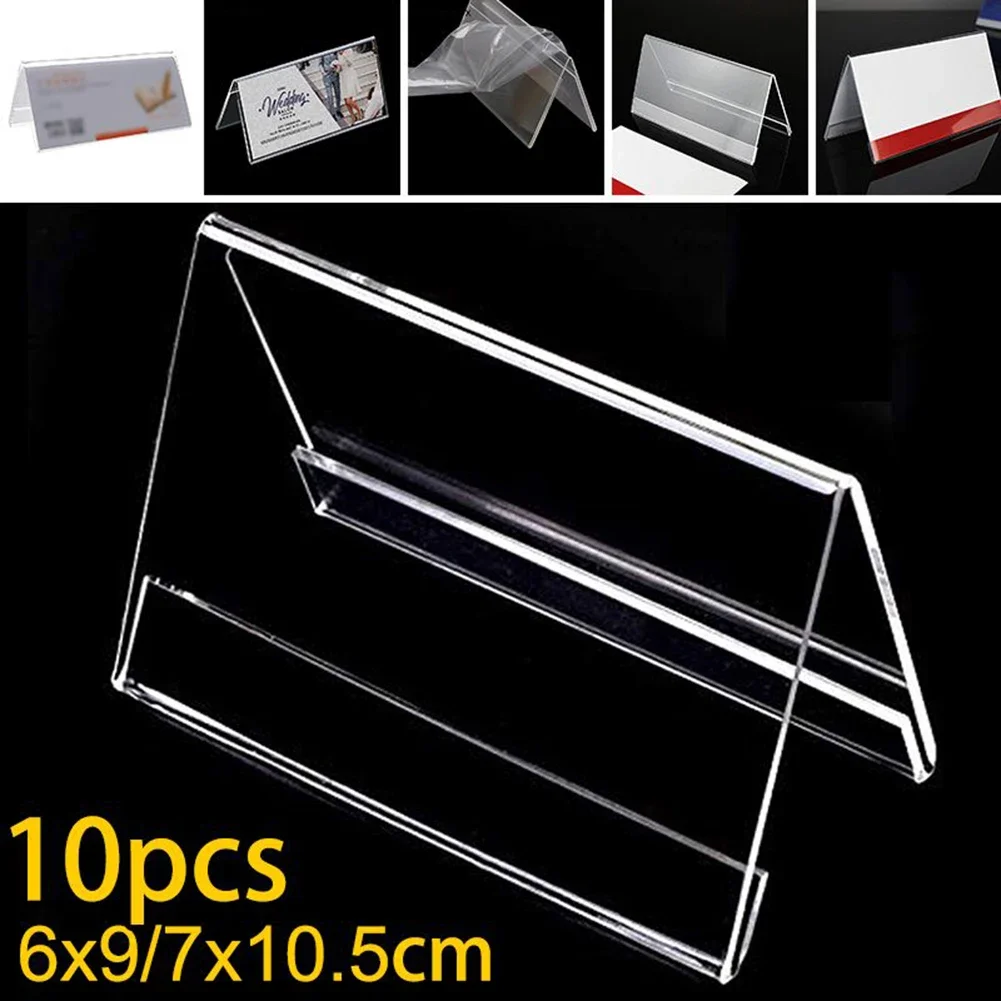 Picture Frame V-type Acrylic Business Card Price Label Display Holder Table Number Stand For Sign Stands, Poster Racks 10pcs