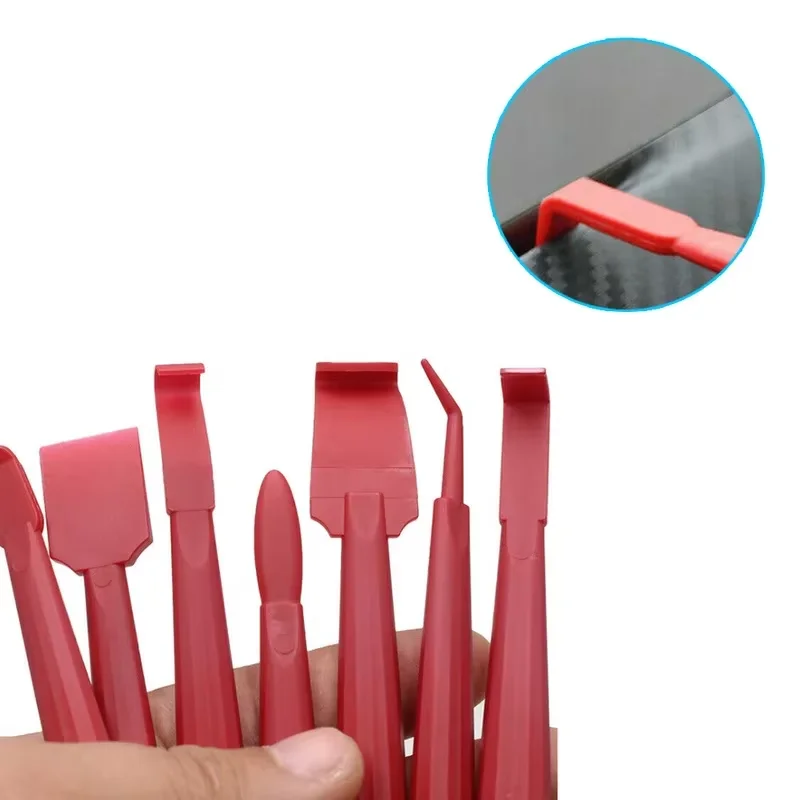 7PCS Car Film Trimming Tool Invisible Car Cover Film Trimming Tool Wrap Vinyl Squeegee Seam Tuck Plastic Small Squeegee Set