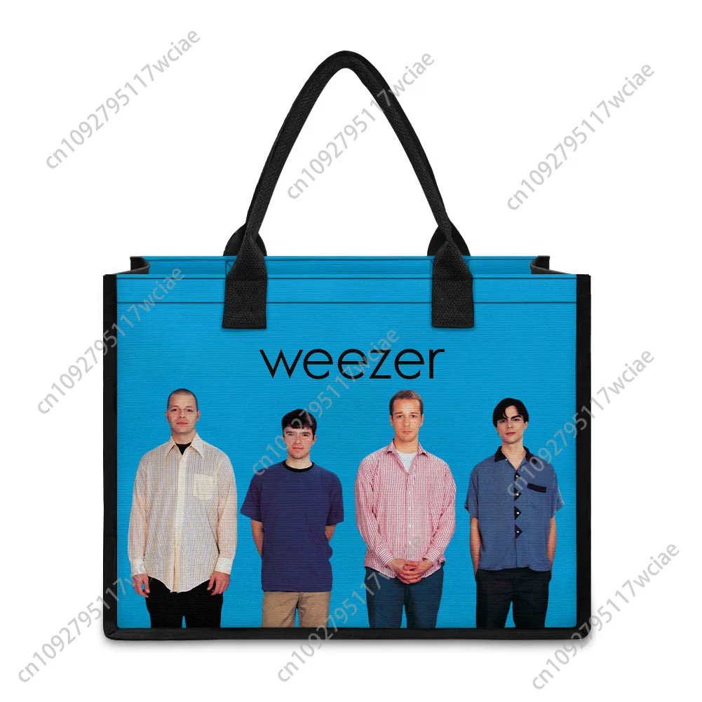 

Weezer Rock Band Custom Handbag Womens Canvas Bag pop music Personalized Tote Bag Shoulder Bag Travel Party Beach Gift