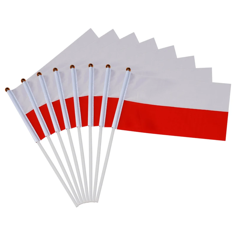 aerlxemrbrae Custom Hand Flag  100pcs/lot     100pcs  poland   Hand Flag National poland  Hand Flag 14*21cm Polyester   Banner