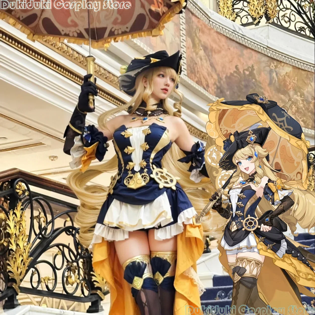 Spot Navia Cosplay costume game Navia Cosplay costume Halloween costume metal accessories medieval