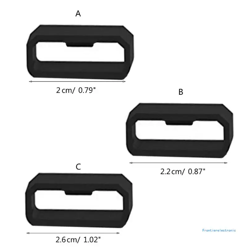 5 pezzi cinturini in gomma cinturino nero anello ad anello cinturini per orologi in silicone supporto per accessori 20 22 26mm