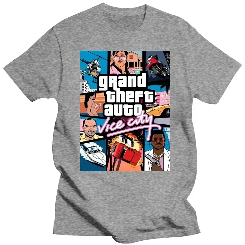 2024 Grand Theft Auto Vice City Print 100%Cotton T-Shirts GTA Game Men Women Casual T Shirt Harajuku Unisex Tees Tops Clothing