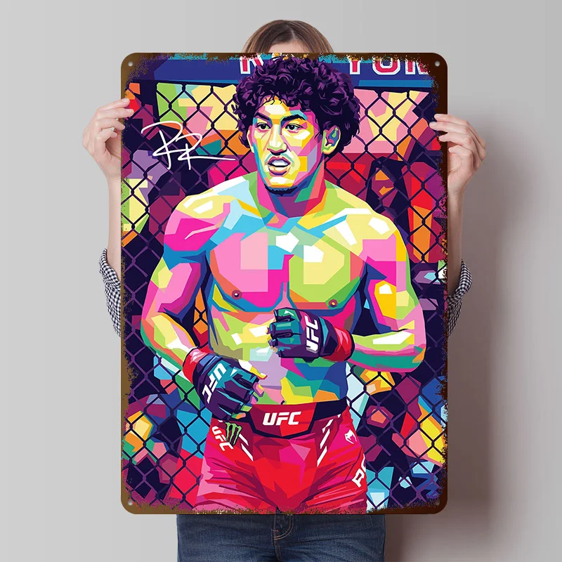 Póster Metálico de Raul Rosas Jr Fighter en Estilo Pop Art, Arte de Pared Personalizado, Letreros Retro Vintage de Hojalata para Decoración del Hogar y Habitaciones