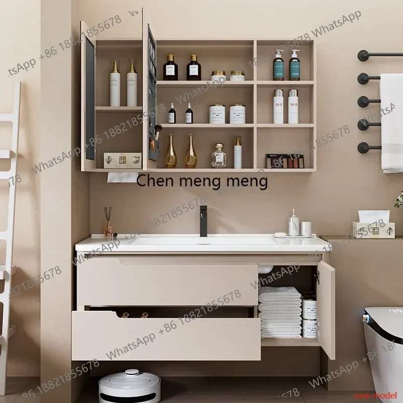 N138Round-corner ceramic integrated basin, new bathroom cabinet, wash basin cabinet, combined bathroom, washstand.