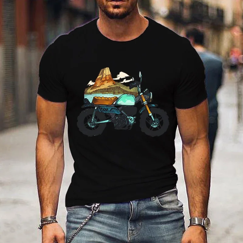 moda motosiklet gevşek erkek gömlek Dağ motosiklet baskı erkekler t-shirt komik tarzı tişörtleri kadın erkek marka T Shirt