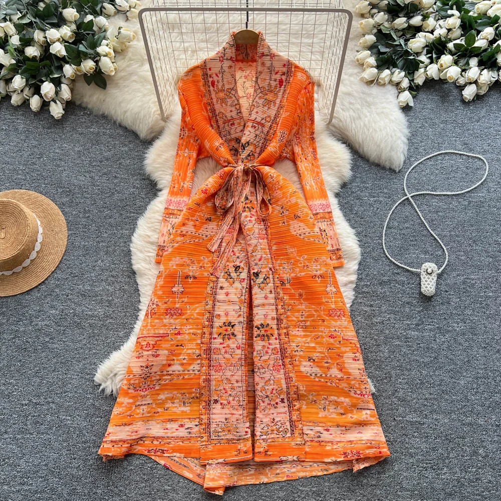 

Women Dresses Long Dress V Neck Vestidos Y2k Streetwear Print Lace Up Tight Waist Elegant Splice Party Night Work Open Stitch