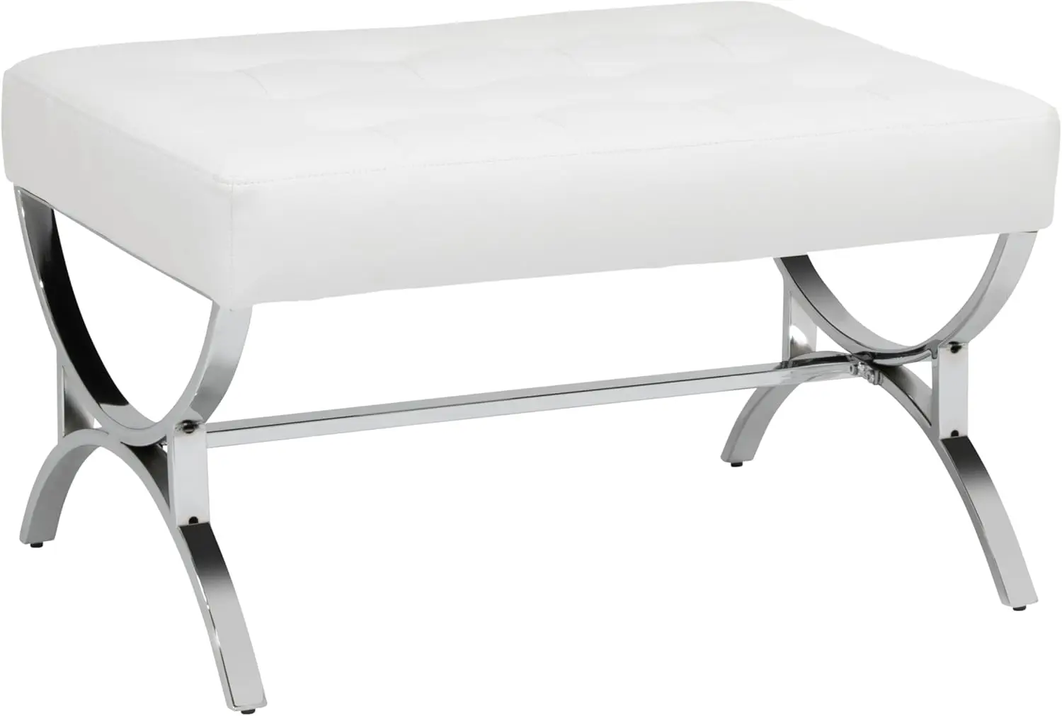 

Studio Designs Newel Square Ottoman - 30"" W X 22"" D White Foam-Filled, Bonded Leather Upholstery And Chrome Metal Frame -