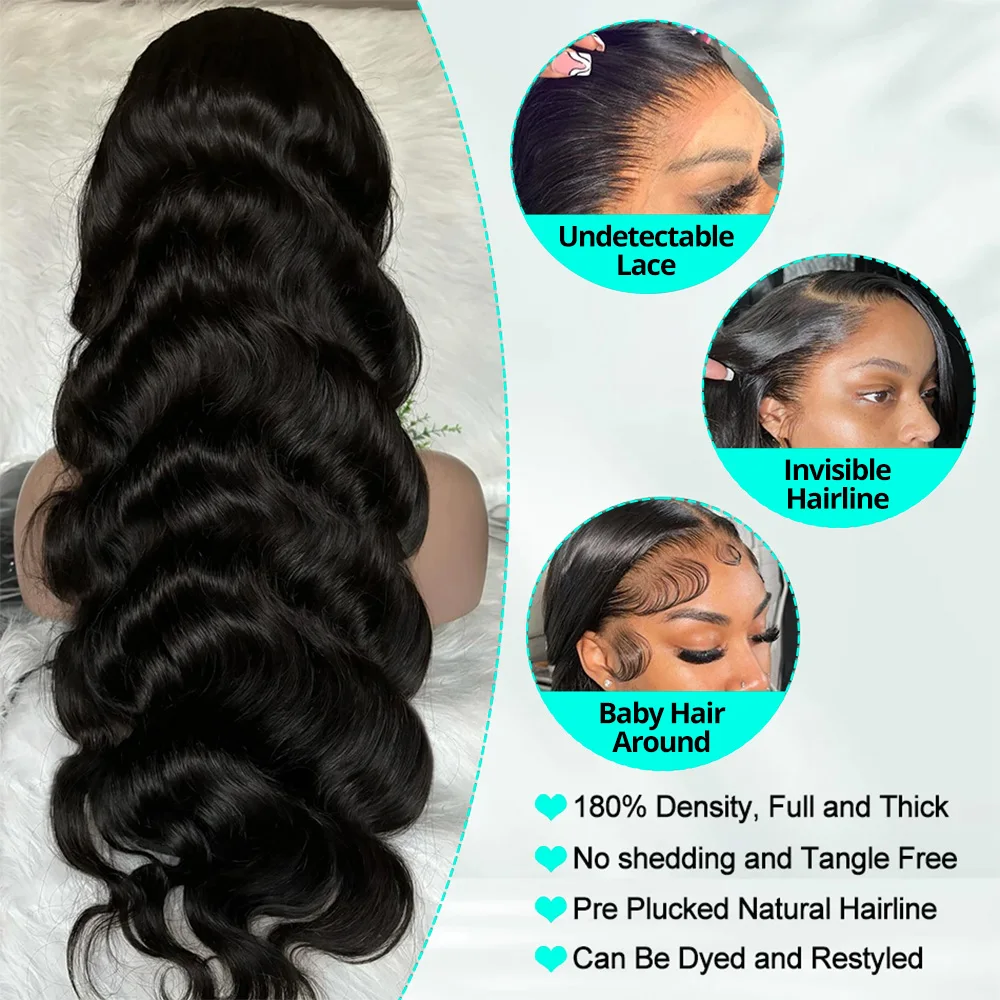 13X6 HD Lace Frontal Wigs Body Wave Human Hair Wigs 13X4 Lace Front Closure Wig Melt Skins 100% Human Hair Water Wave Preplucked