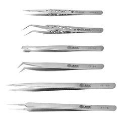 Precision Industrial Tweezers Anti-static Magnetic Stainless Steel Tweezers Set For Electronics Soldering Maintenance Hand Tools
