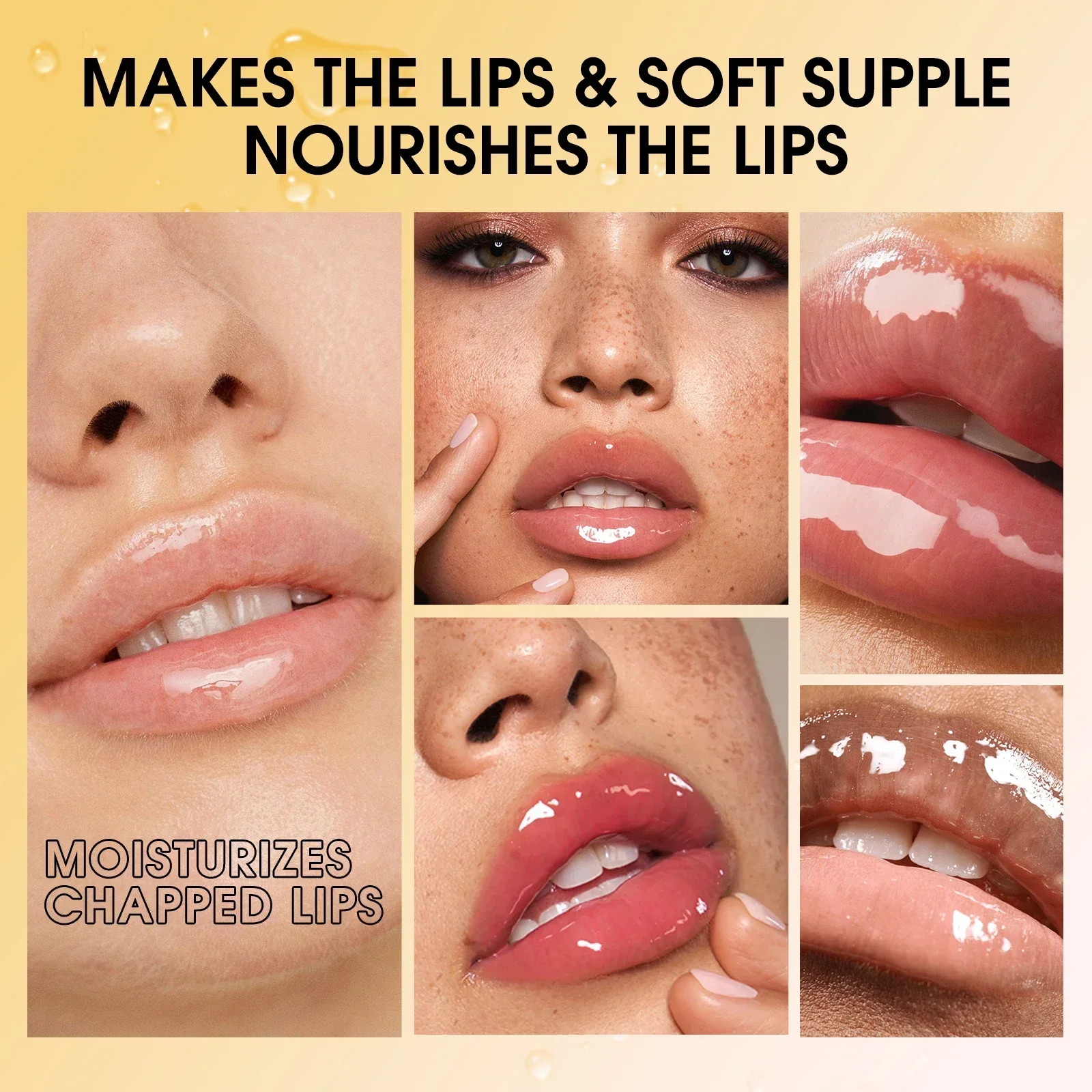 LANGMANNI Transparent Multi Lip Stain Hyaluronic Acid Lip Oil Glossy Hydrating Moisturizing Lip Gloss Volumizing Lip Balm แต่งหน้า