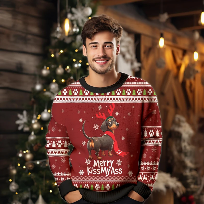 Vêtements de chien de compagnie joyeux Noël pour femmes, pull graphique PVD, bouledogue drôle, chien coquin, Bull Terrier, unisexe, 2024