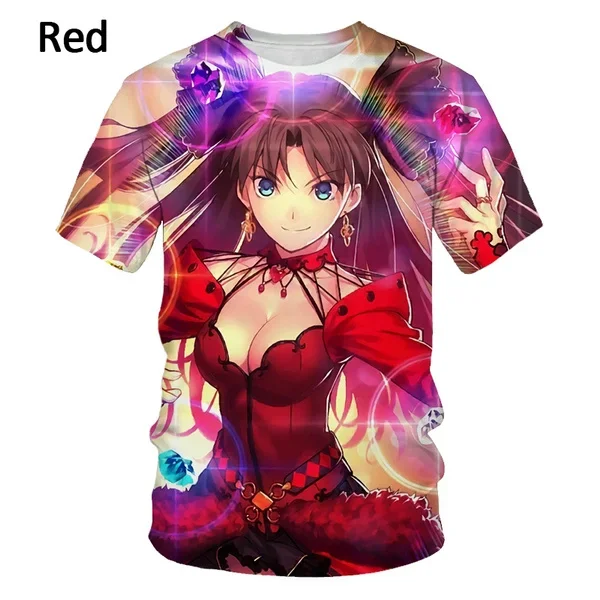 New Casual Cool Round Neck Short Sleeve Fashion Fate/stay Night Printing 3d Printing T Shirt Men\'s T-shirt