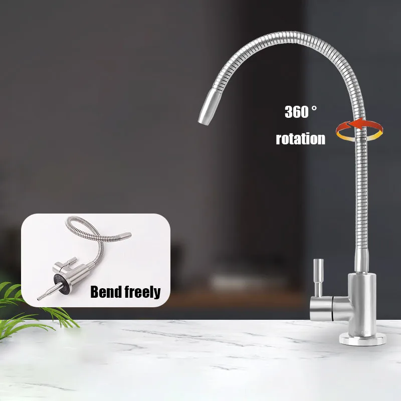 

Универсальный кухонный смеситель на гибкой стойке, аксессуары для фильтров, очиститель воды из нержавеющей стали 304, 360° ° Поворотный светильник для раковины для дома
