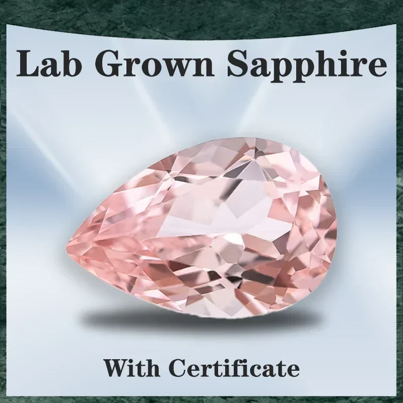 Lab Grown Sapphire Pear Cut Morgan Pink VVS1 Selectable AGLCertificate Charms Gemstone for DIY Advanced Jewelry Making Materials