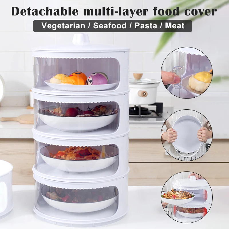 Food Insulation Covers 1/2/3 Layer Transparent Stackable Dustproof Leftovers Food Storage Box Container Kitchen Organization