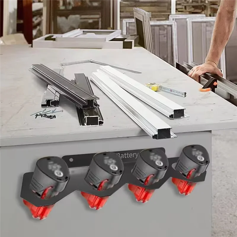 AT05-حامل بطارية معدني لـ M12 بطارية ليثيوم جدار جبل أداة قوس تحديد أجهزة رف البطارية مع 4 فتحات #2