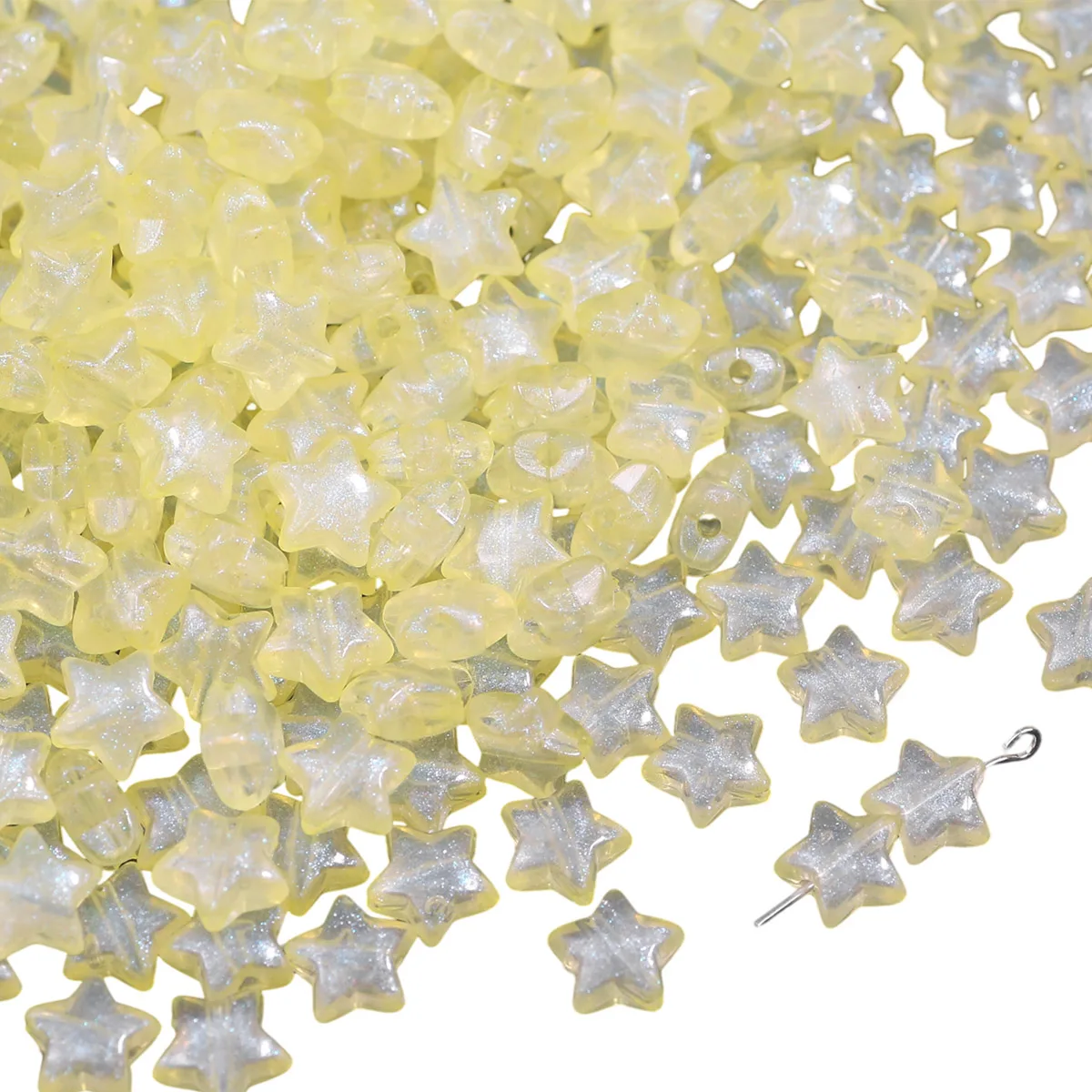 100/200pcs 5X10mm Yellow Color Five-pointed Star Acrylic Beads Spacer Beads for Jewelry Making DIY Handmade Bracelets Accessory