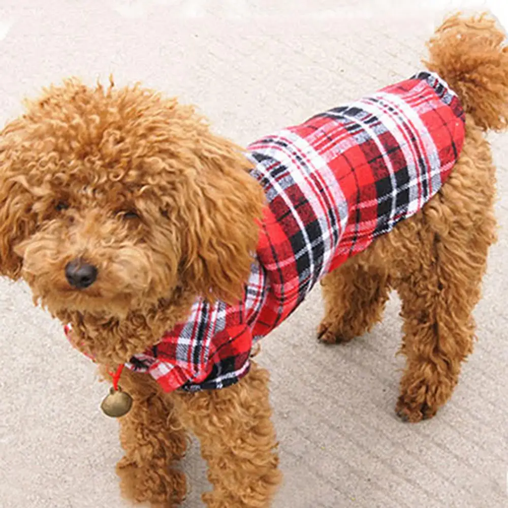 Dog Clothes for Small Dogs  Plaid Shirt Coat Dogs Puppy Pet Cat Vest Chihuahua Yorkies Poodle Top Casual T-Shirt for Small Pet