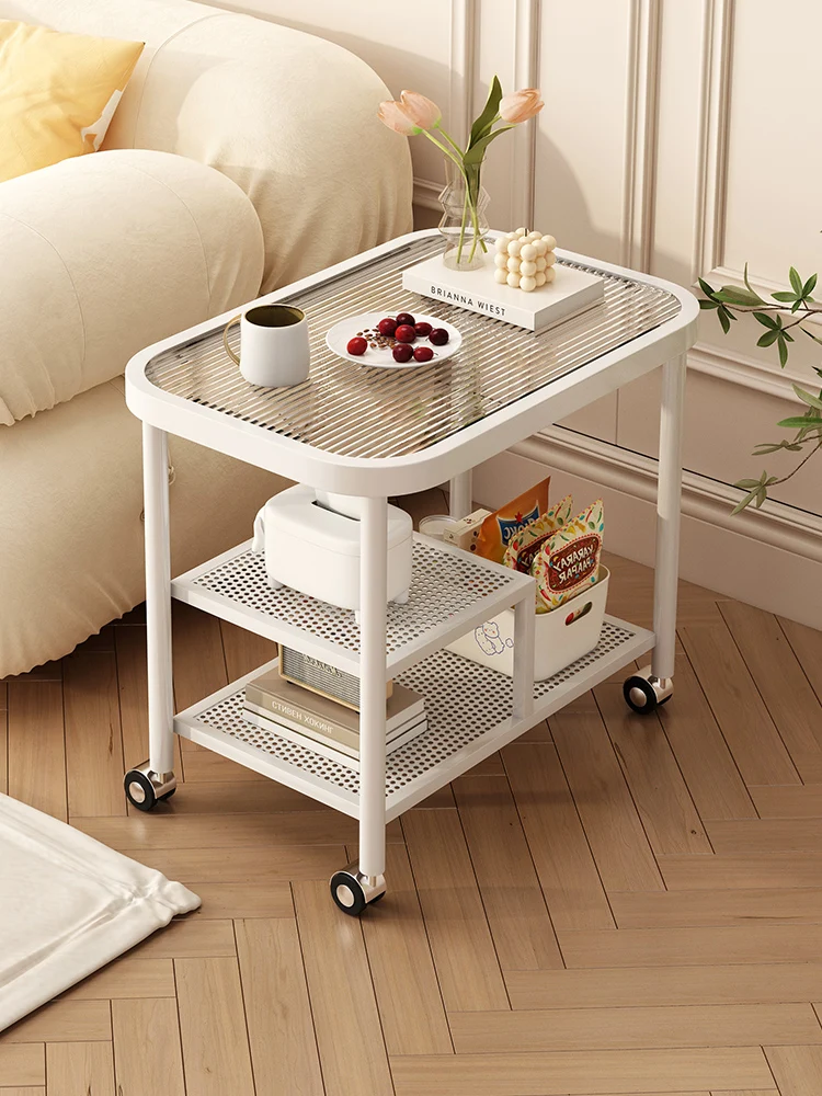 Sofa, living room, household cream style small table, light luxury, high-end feeling, bedside table, movable small cart, coffee