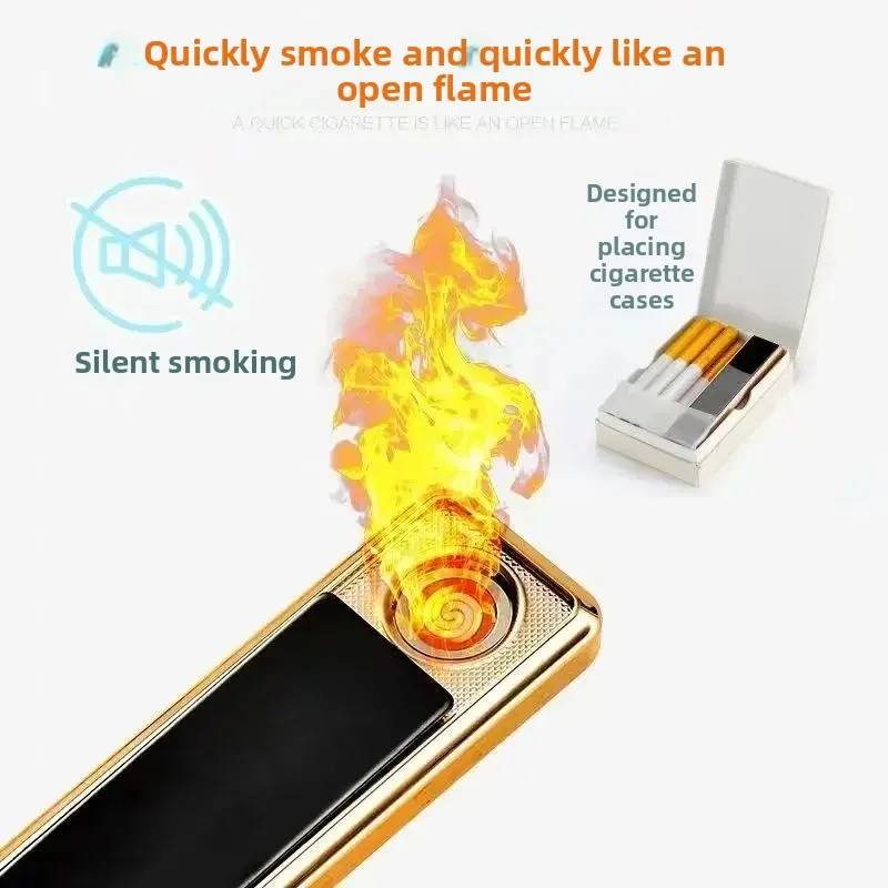 Fashionable Keychain Lighter Smooth Mirror Lighter Alloy USB Rechargeable Exquisite Gift Small Tool Men's Personalization