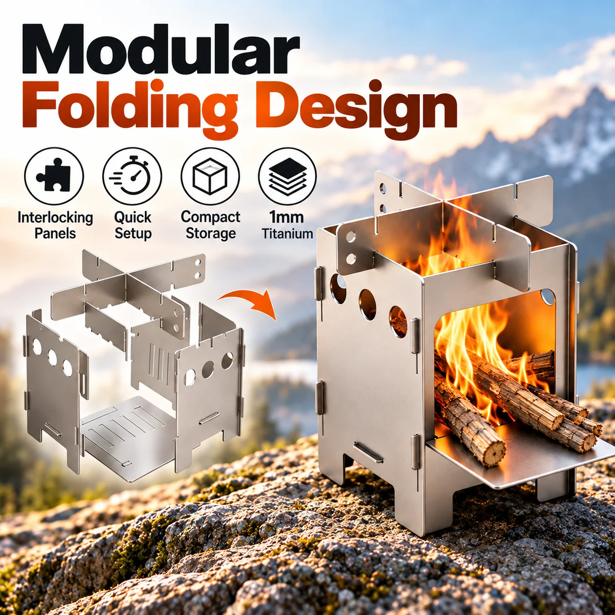 Pure Titanium Folding Wood Sto - огляд і ціна Ultralight Titanium Wood Stove Backpack