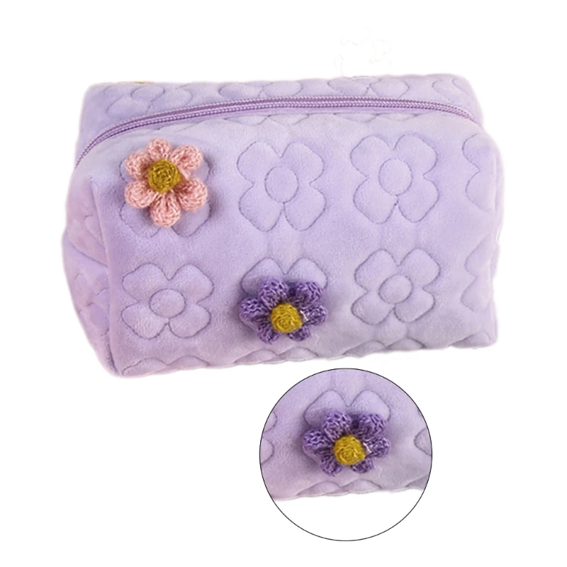 Versatile Flower Print Case Soft Bag Travel Toiletry Women Teens