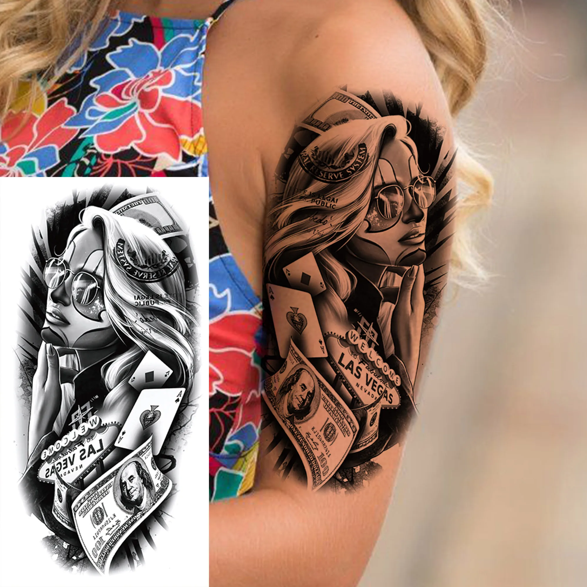 1 ورقة شيكانو العصابات زيوس الله الوشم المؤقت للرجال النساء الكبار نقل المياه وهمية الوشم ملصق أسود الجسم الذراع