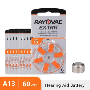 BTE OE 보청기용 아연 공기 배터리, RAYOVAC EXTRA A13 13A 13 P13 PR48 보청기 배터리, 60 개