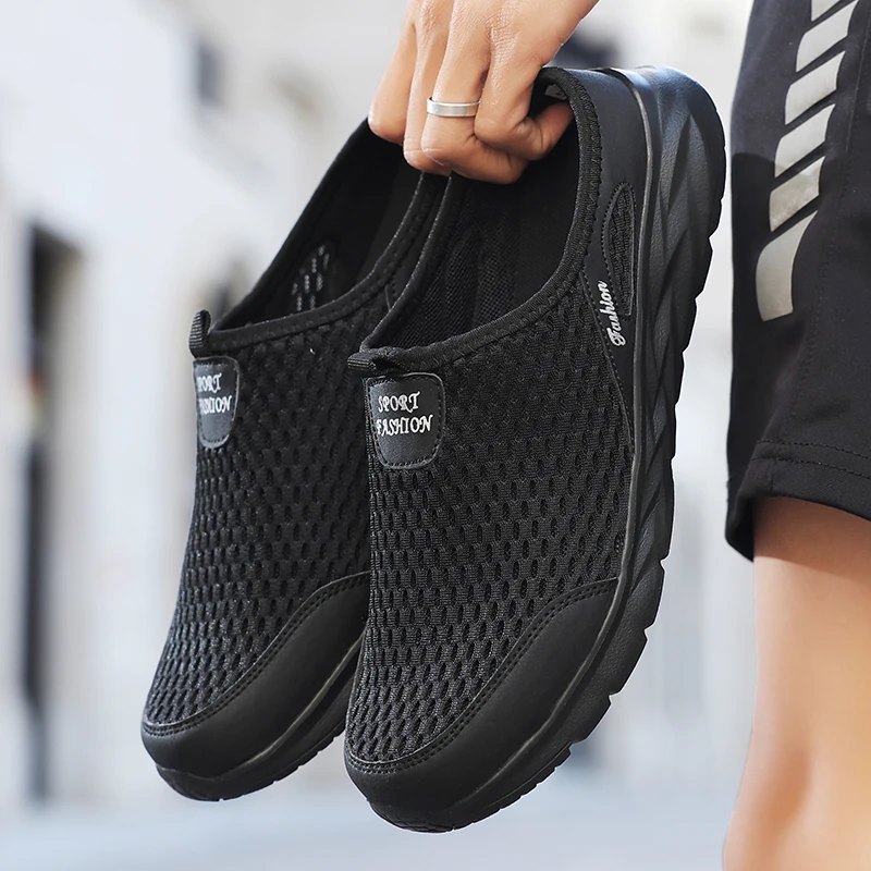 

Mens Half Slippers Summer Breathable Mesh Mens Shoes Outdoor Casual Walking Shoes Large Flat Light Mesh Slippers Sandals