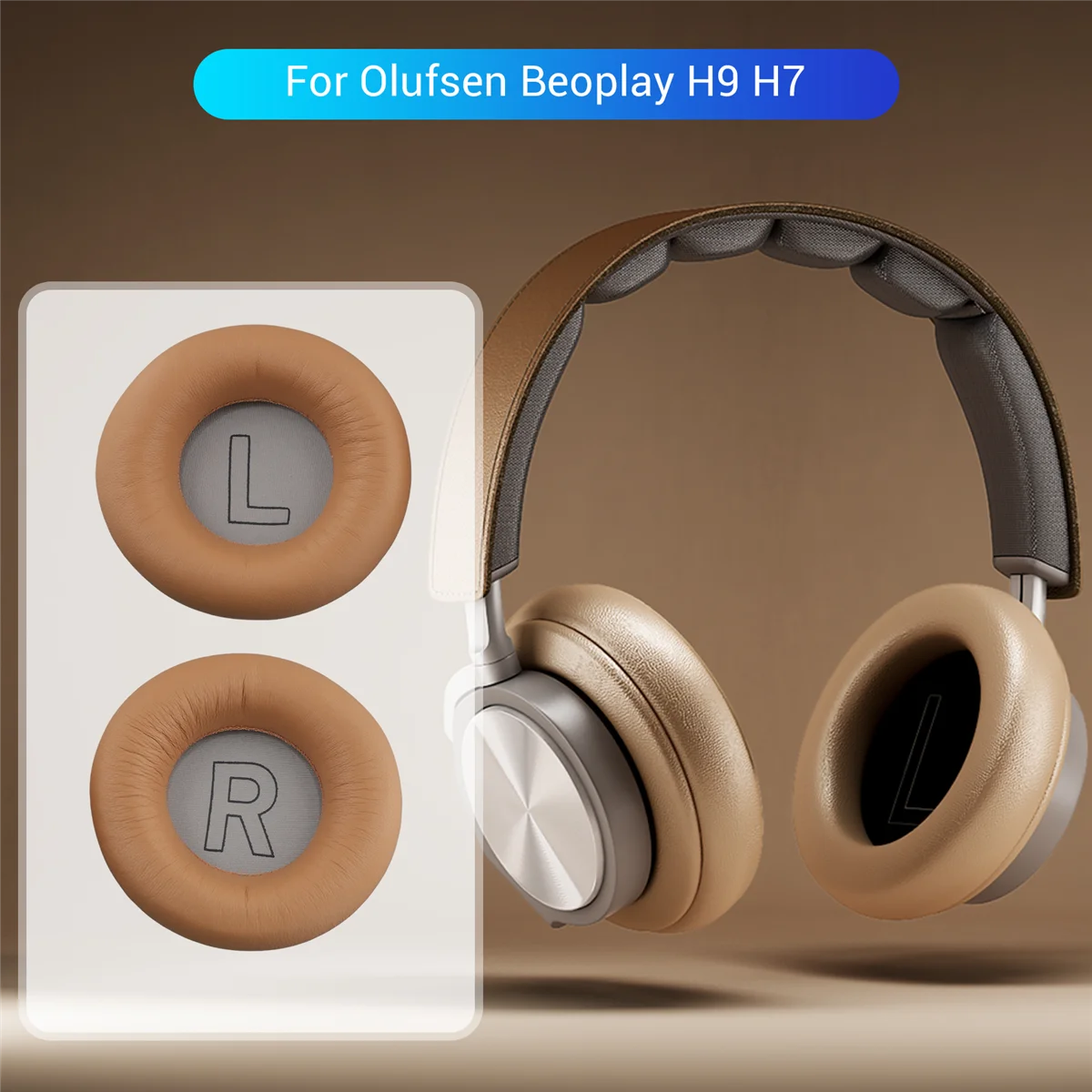 イヤーパッド通気性イヤーパッド Beoplay H9 H7 ヘッドフォン用ソフトフォームクッションカバーイヤーパッドカーキ