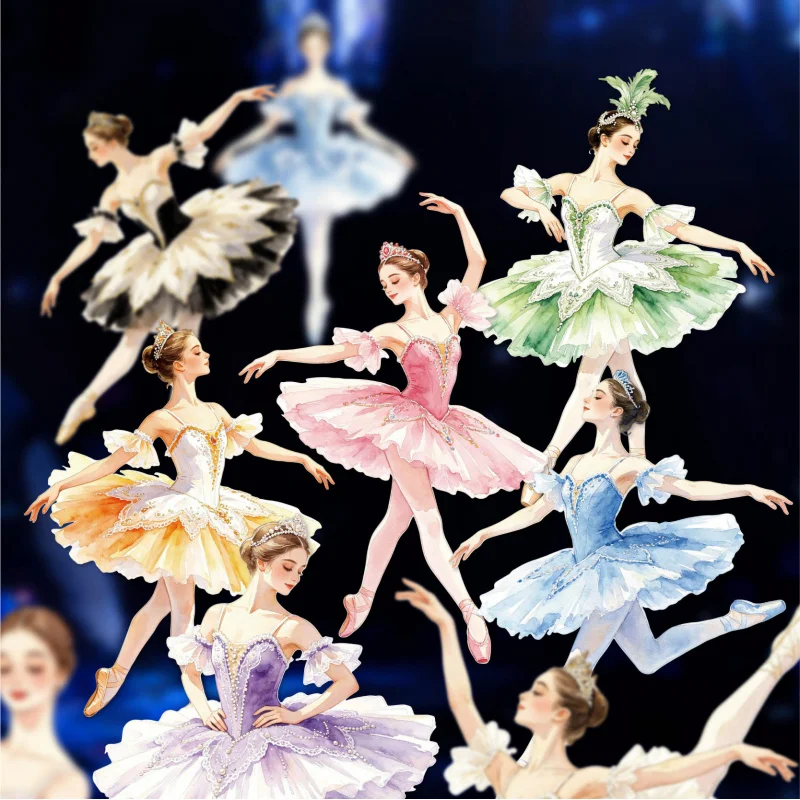 10 Sheets Vintage Ballet Dancer Decor Stickers Elegant Dancing Figure  DIY Handmade Album Scrapbooking Decor Paper Supplies