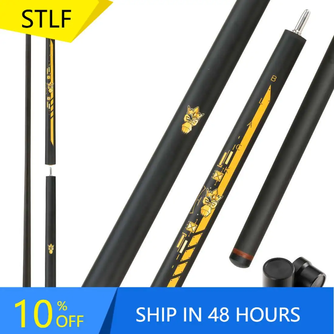 STLFLittle Monster 58 "Negro Evil Carbon Energy Break Punch Kick-off Jump Billar Pool Cue Stick 12,9 mm