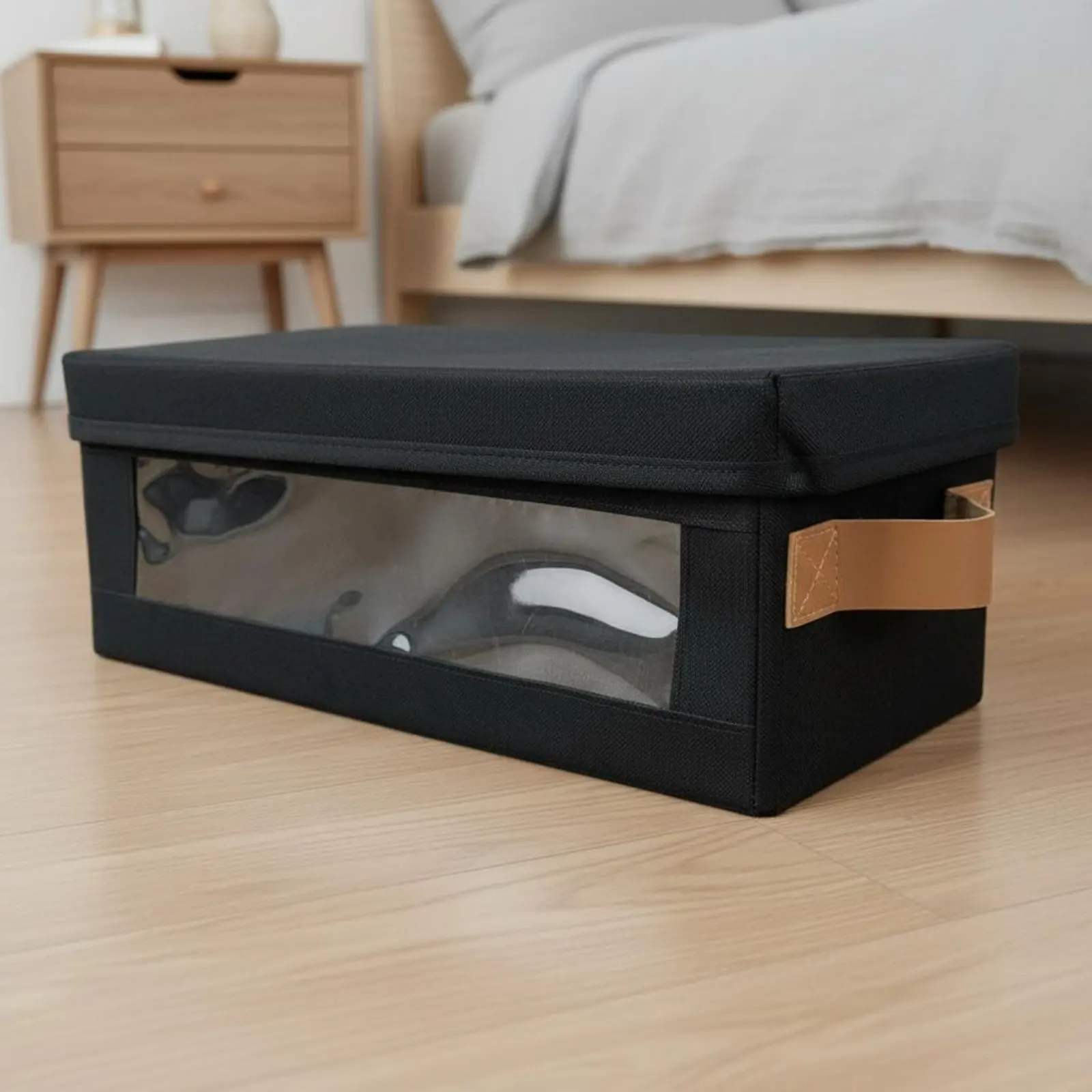 CD Organizer Box Transparent Window CD Organizer with Lid Disc Storage Box Handle Space Saving for Media Room, Office