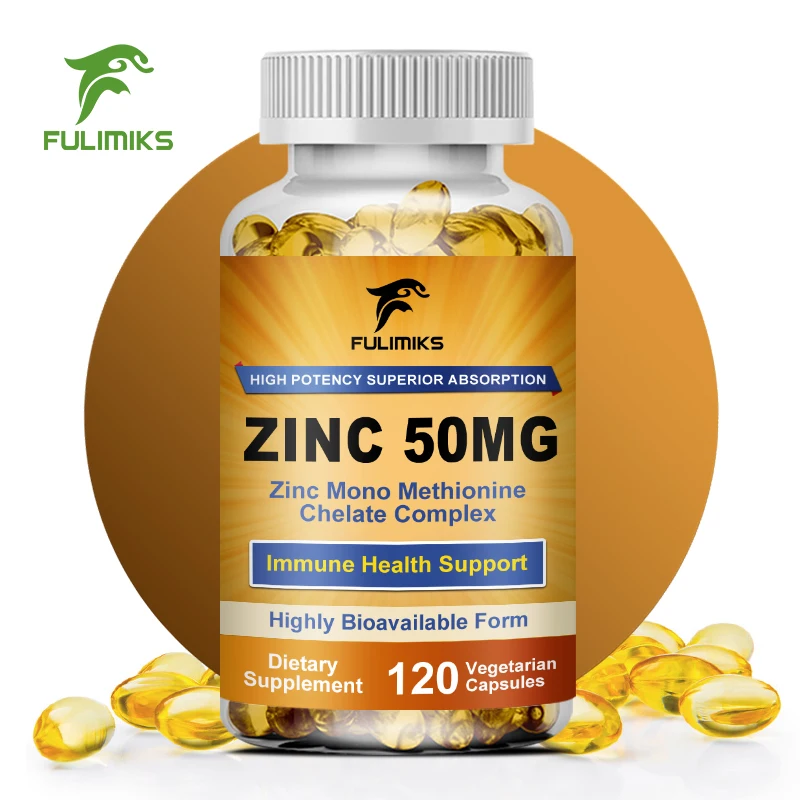 

Zinc 50mg Capsules for Supports Cellular Energy Production and Collagen Formation, Immune System Support