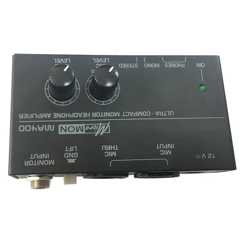 New MA400 Headphone Preamplifier Microphone Preamplifier Audio 6.35Mm & 3.5Mm Headphone Outputs Mixer EU Plug Easy Install